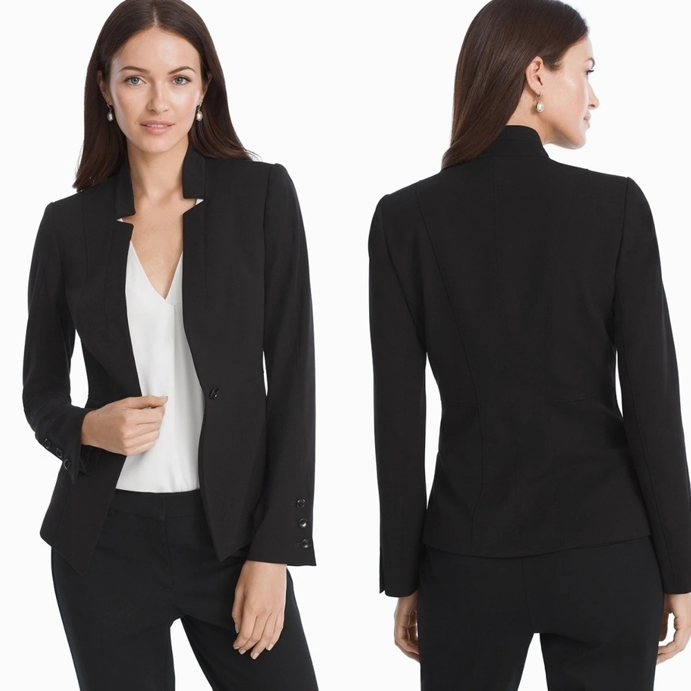 White House Black Market Seasonless Black Blazer Jacket Single Breasted 4